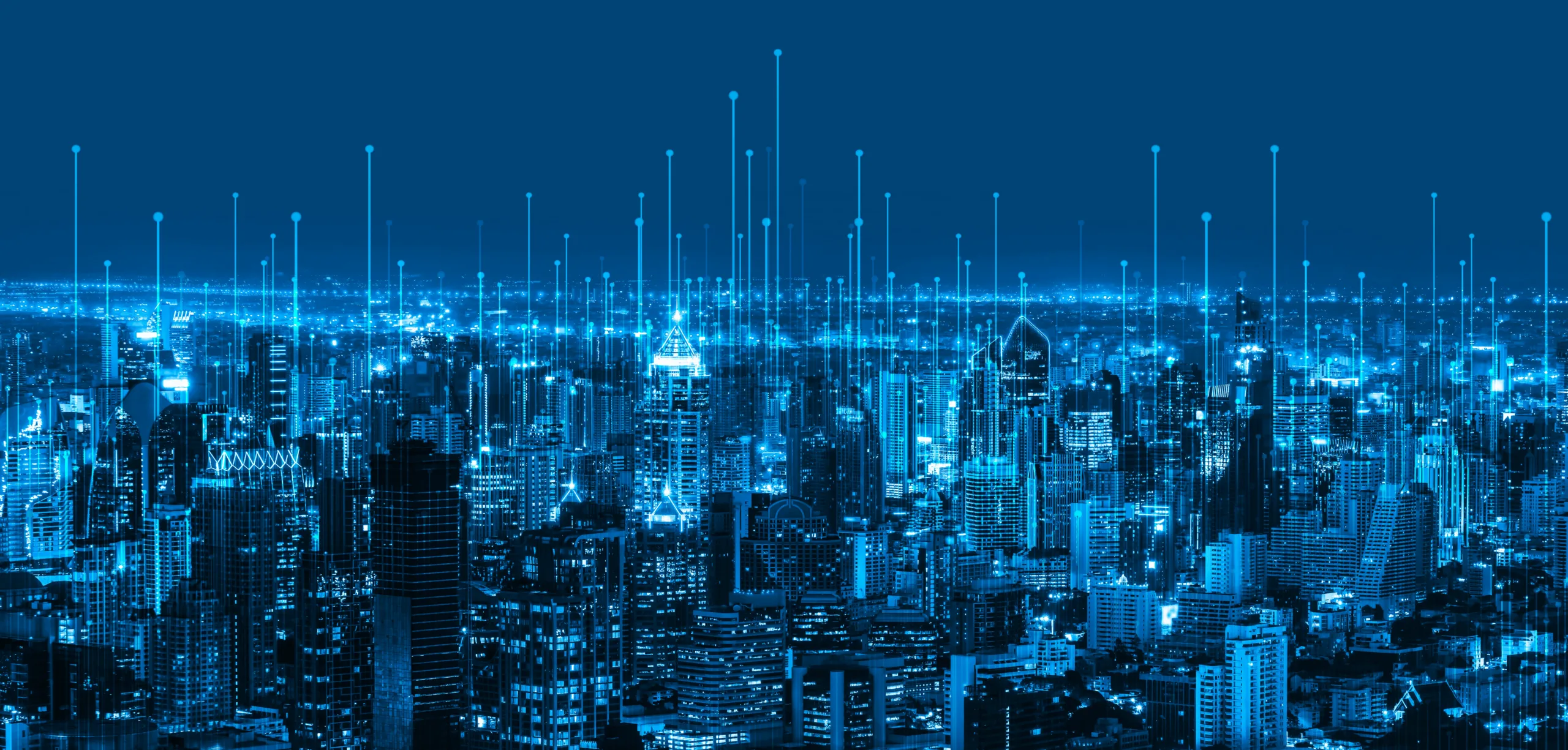 The modern creative communication and internet network connect in smart city . Concept of 5G wireless digital connection and internet of things future.