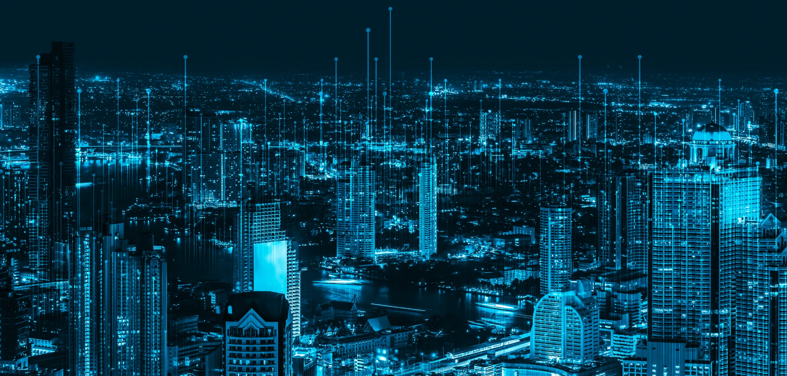 The modern creative communication and internet network connect in smart city . Concept of 5G wireless digital connection and internet of things future.